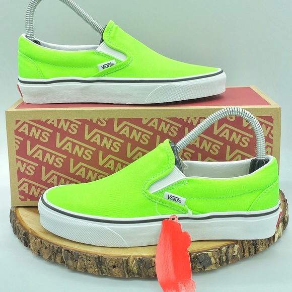 neon green vans slip on